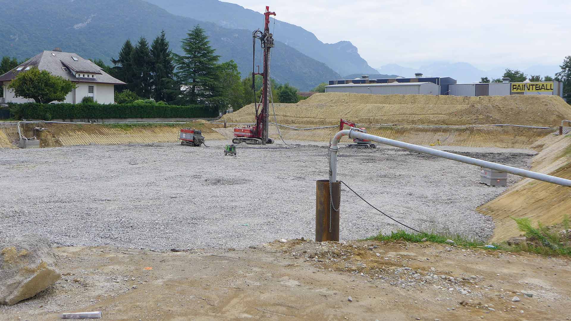 Vue d'un puisard pour un épuisement de surface