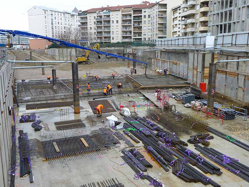 Rabattement de nappe paroi berlinoise béton
