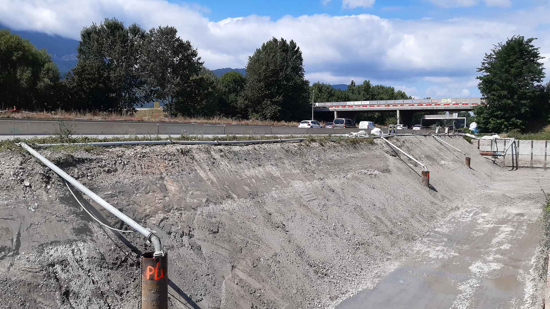 Rabattement pour la construction d'un bassin d'orage autoroutier